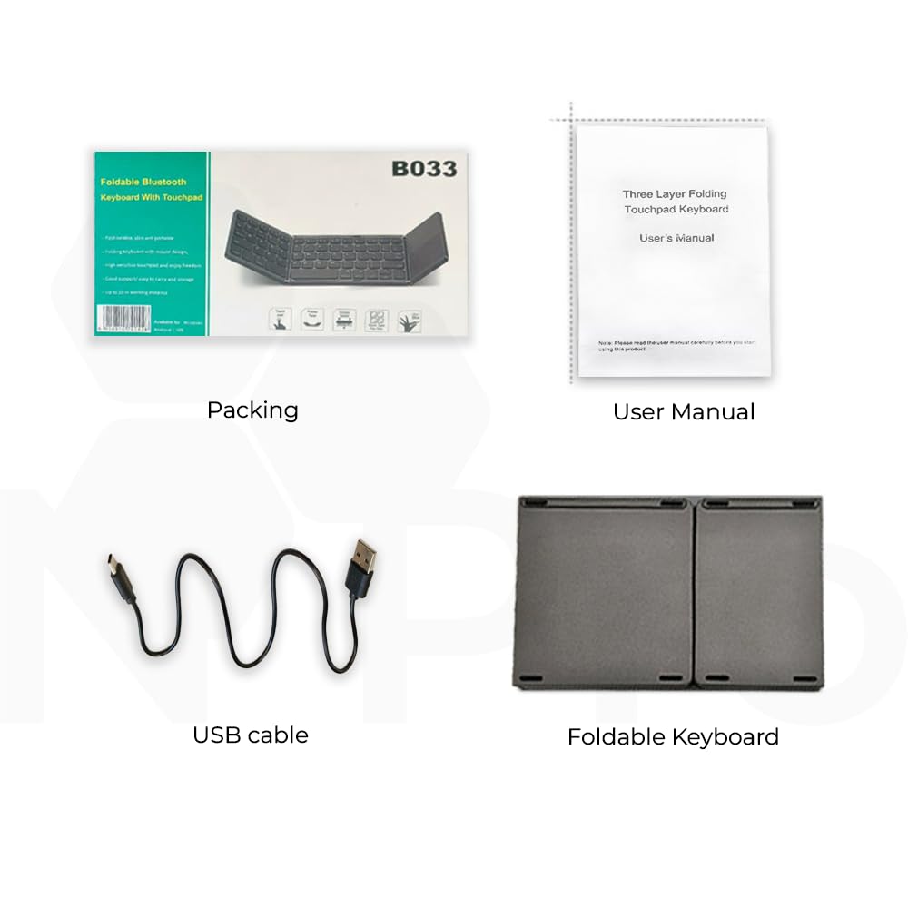 Tri-fold pocket sized wireless keyboard with trackpad