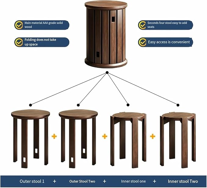 The Shift Stools pulled apart into four separate wooden seats for dining
