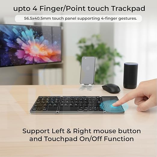 Tri-fold pocket sized wireless keyboard with trackpad