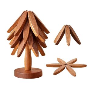 Handyever Wooden Trivets for Hot Dishes stacked as a tree