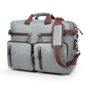 FATMUG Convertible Laptop Messenger Bag For Men in Grey Oxford Fabric