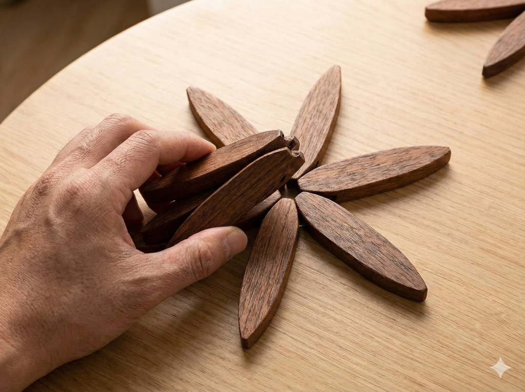 Foldable wooden trivet expanding for hot pot