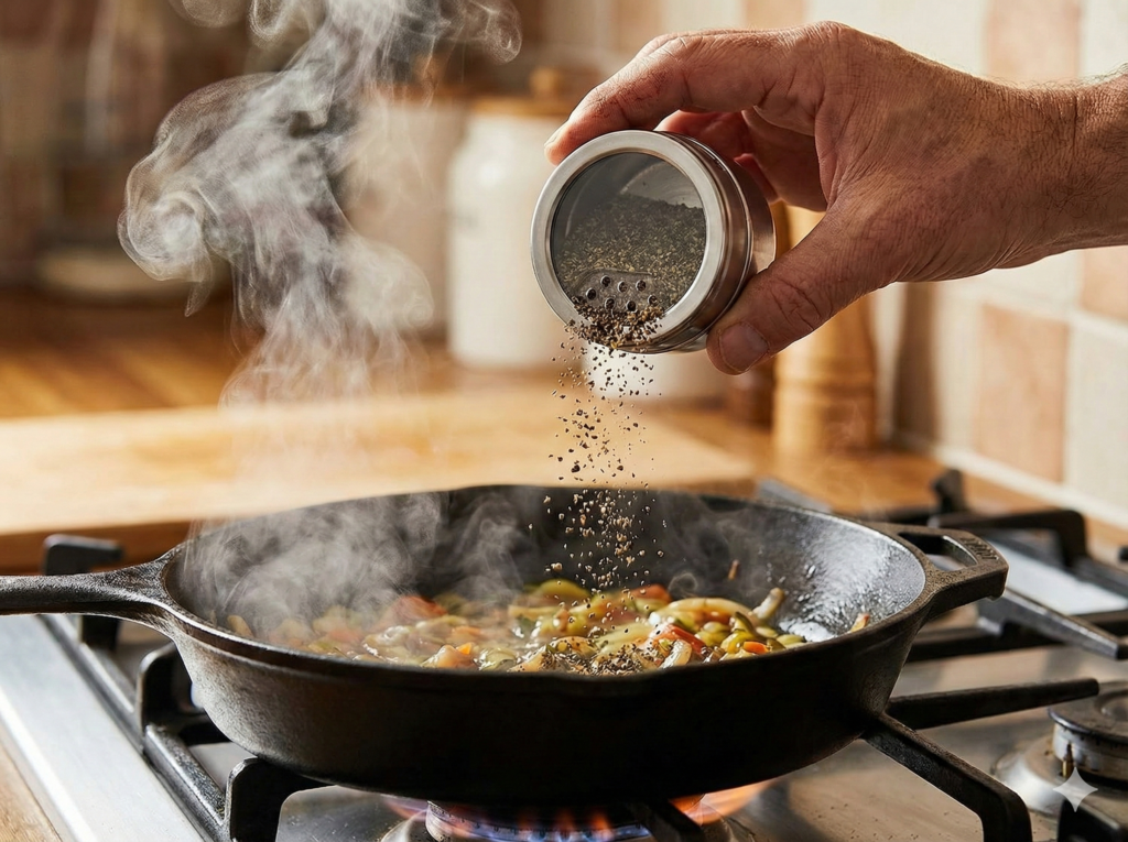 Pouring spices from magnetic jar shaker top