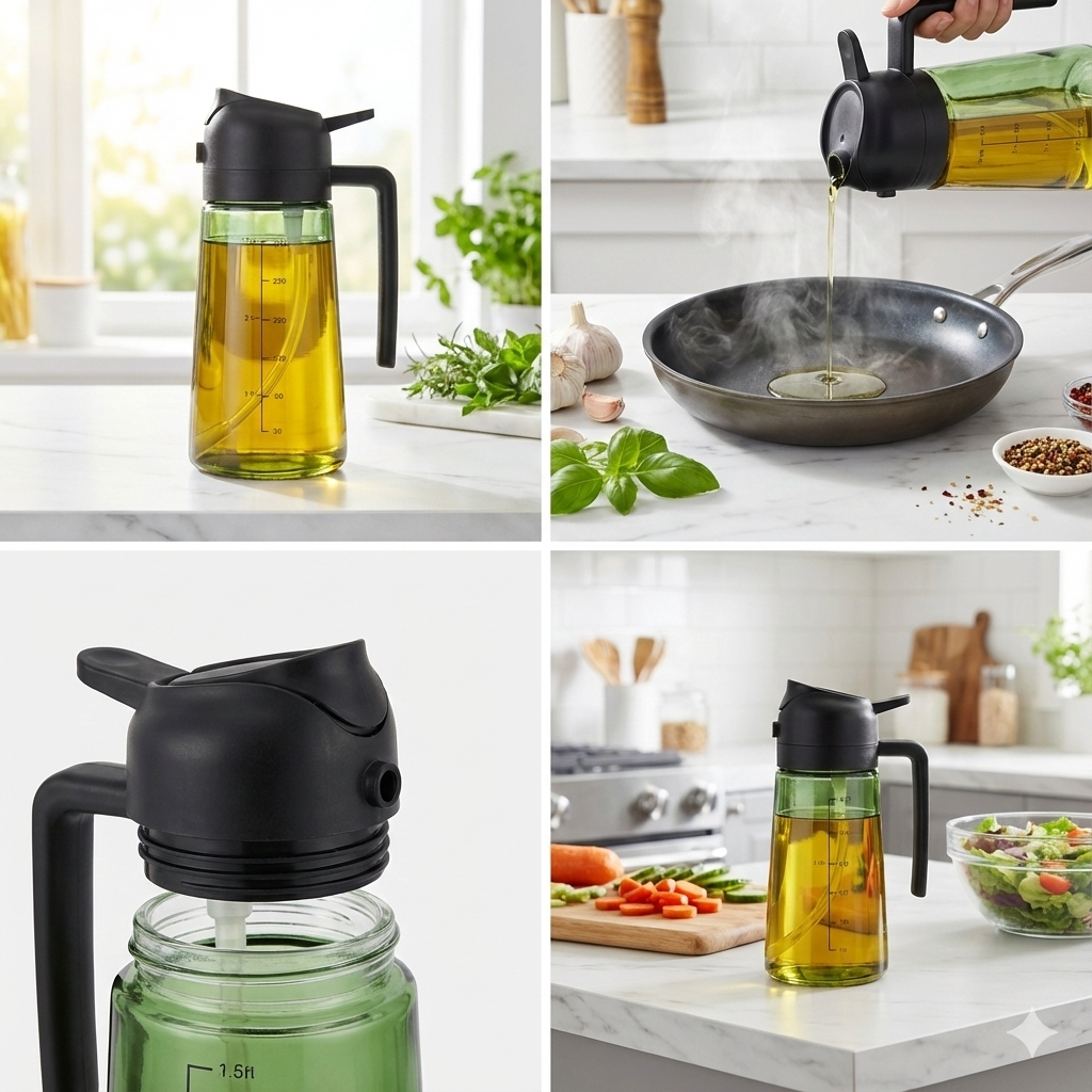 Switch between Spray and Pour modes instantly with this 500ml Glass Dispenser.