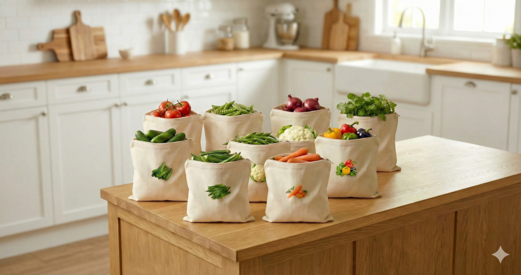 Reusable Vegetable Bags Review 100% Cotton Fridge Storage