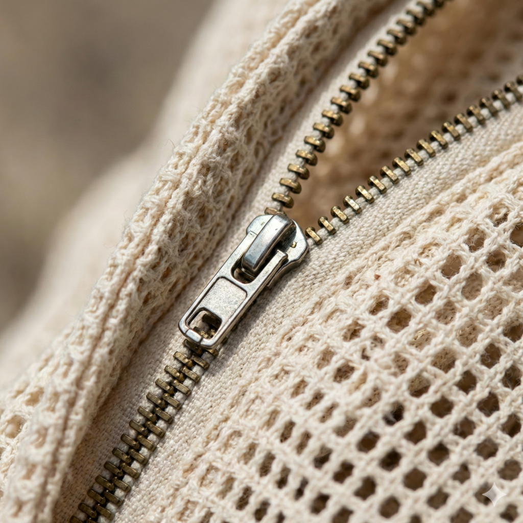 breathable cotton fabric zipper bag texture