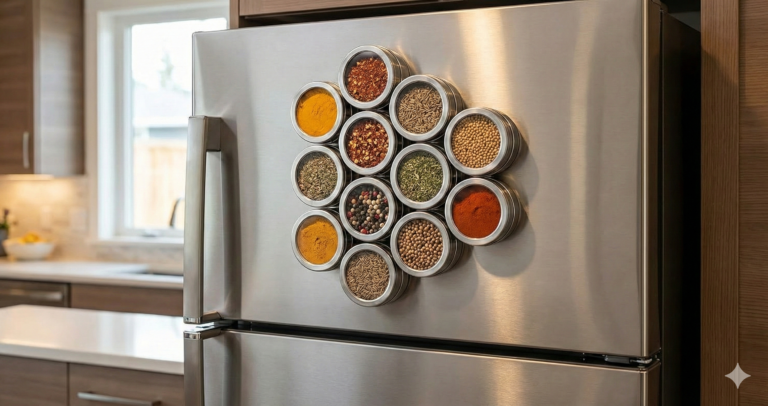Magnetic Spice Jars Review on Fridge Door