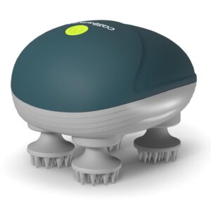 Green Caresmith Revive Scalp Massager showing the 96 silicone kneading points for hair oiling