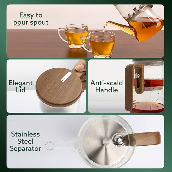 Close up of side handle on Borosilicate Glass Tea Pot