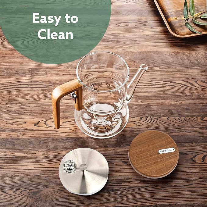 Close up of side handle on Borosilicate Glass Tea Pot