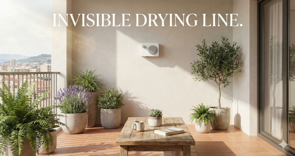 Clean balcony with invisible clothesline retracted