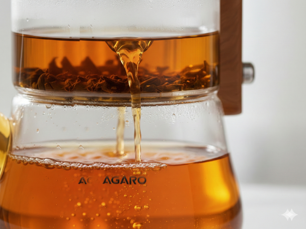 Magnetic filtration button releasing tea into pot