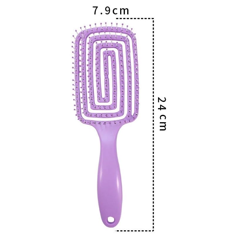 Full view of the 24cm long pastel purple Vented Detangling Hair Brush held in hand